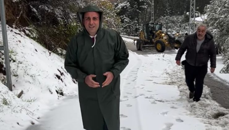 DEFNE BELEDİYESİ EKİPLERİ KAR YAĞIŞI NEDENİYLE KAPANAN YOLLARI AÇIYOR