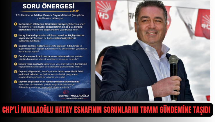 CHP’Lİ MULLAOĞLU, HATAY ESNAFININ SORUNLARINI TBMM GÜNDEMİNE TAŞIDI